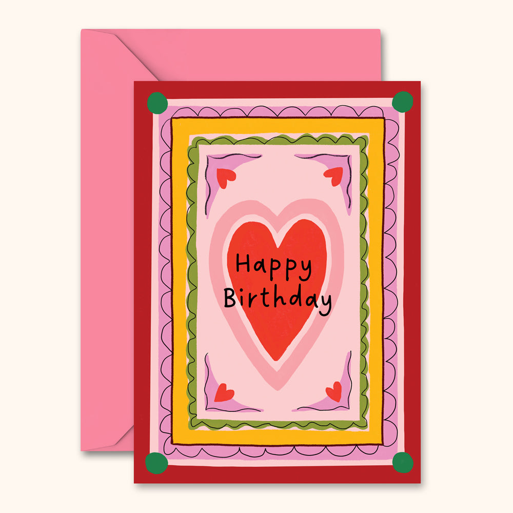 Birthday Card - Heart Patterned Border