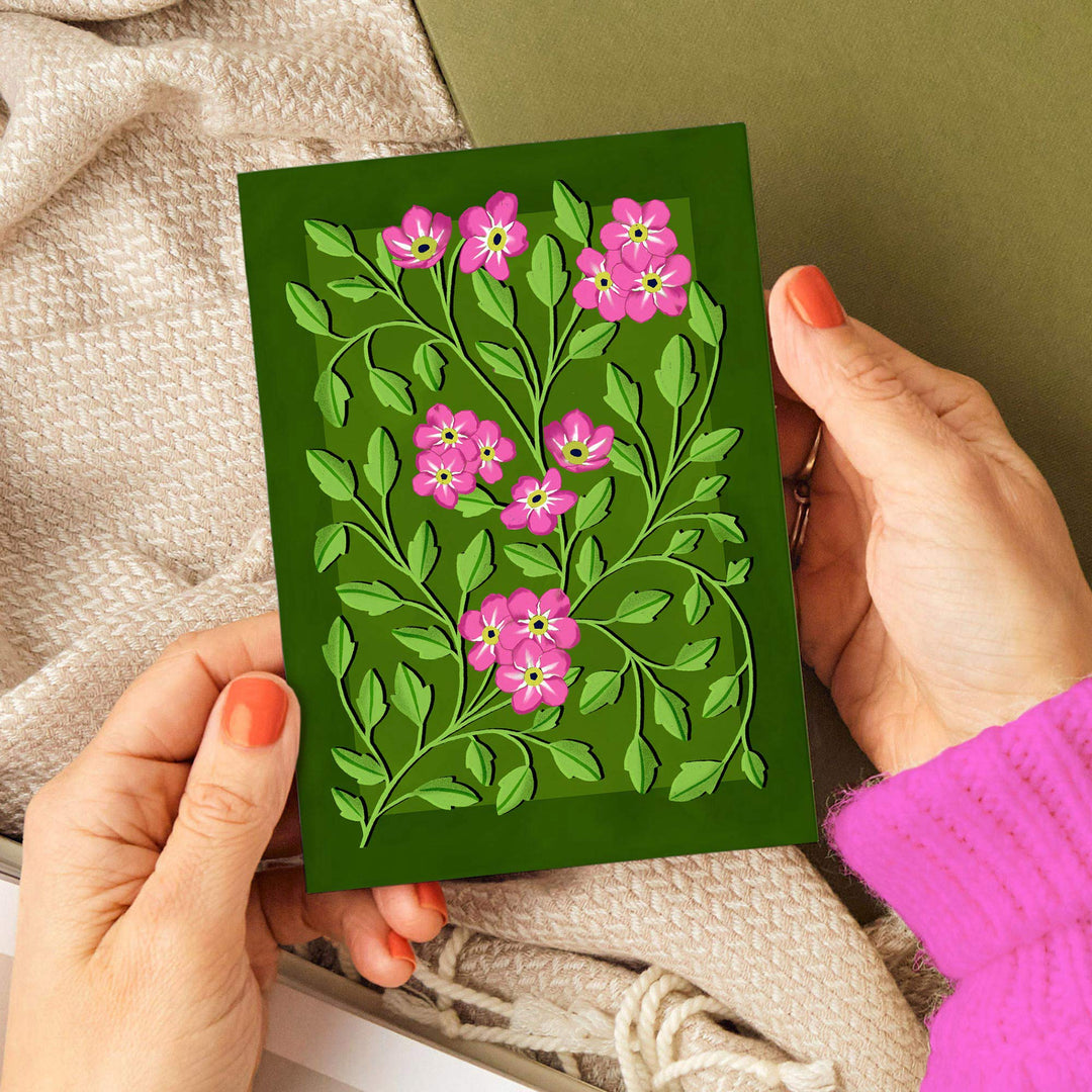 Botanical Patterned Card Green