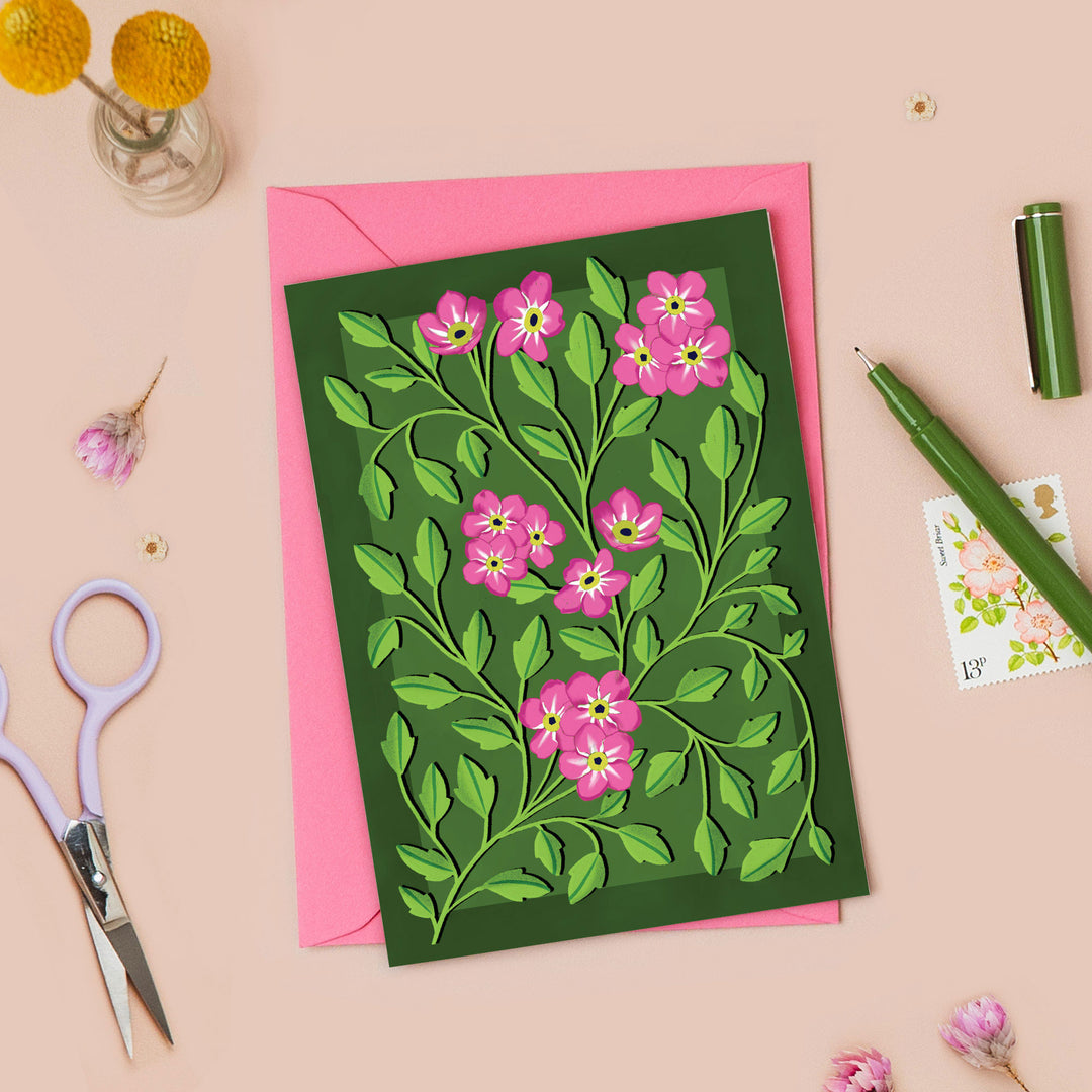 Botanical Patterned Card Green