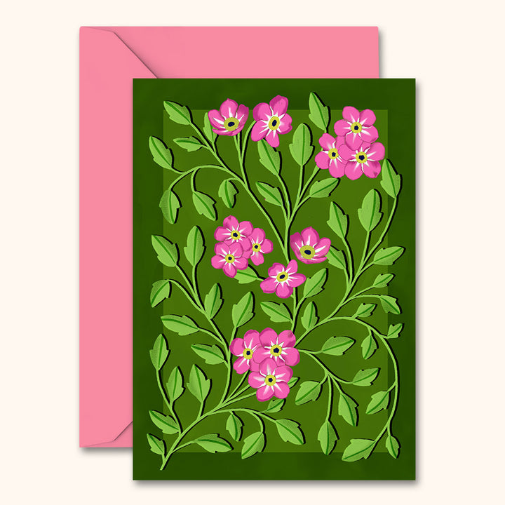 Botanical Patterned Card Green