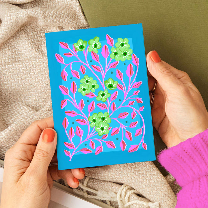 Botanical Patterned Card Blue | Wholesale