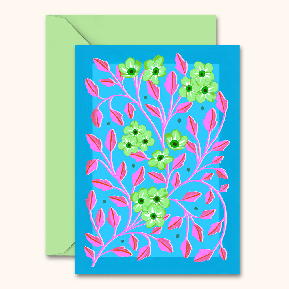 Botanical Patterned Card Blue | Wholesale