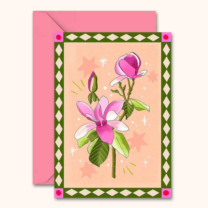 Magnolia Card with Border Peach | Wholesale