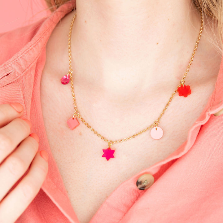 Charm Necklace in Pink