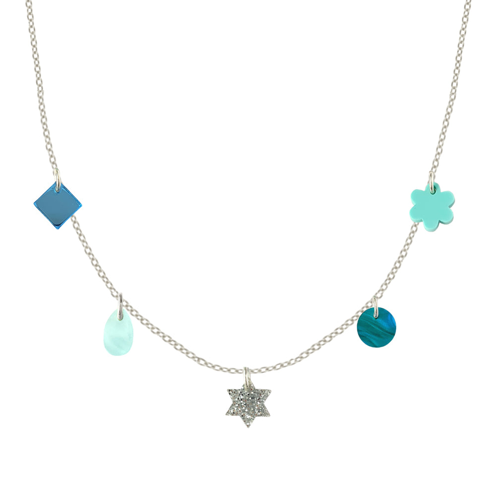 Charm Necklace in Blue and Green