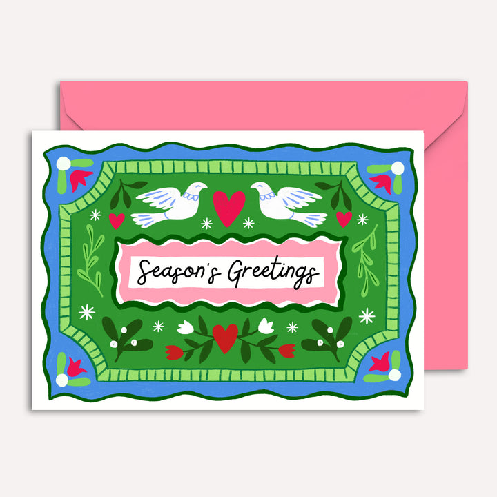 Christmas Card with Vintage Dove Illustration | Wholesale