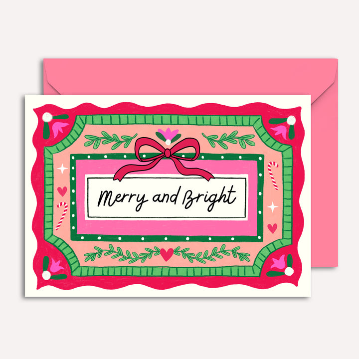 Christmas Card with Vintage Illustration Bow | Wholesale