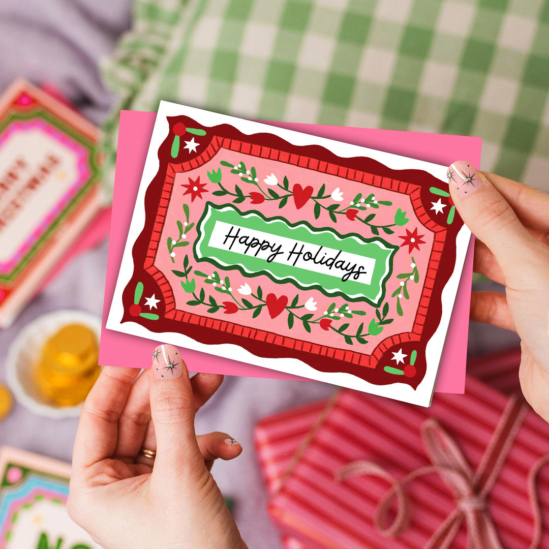 Christmas Card with Vintage Heart Illustration | Wholesale