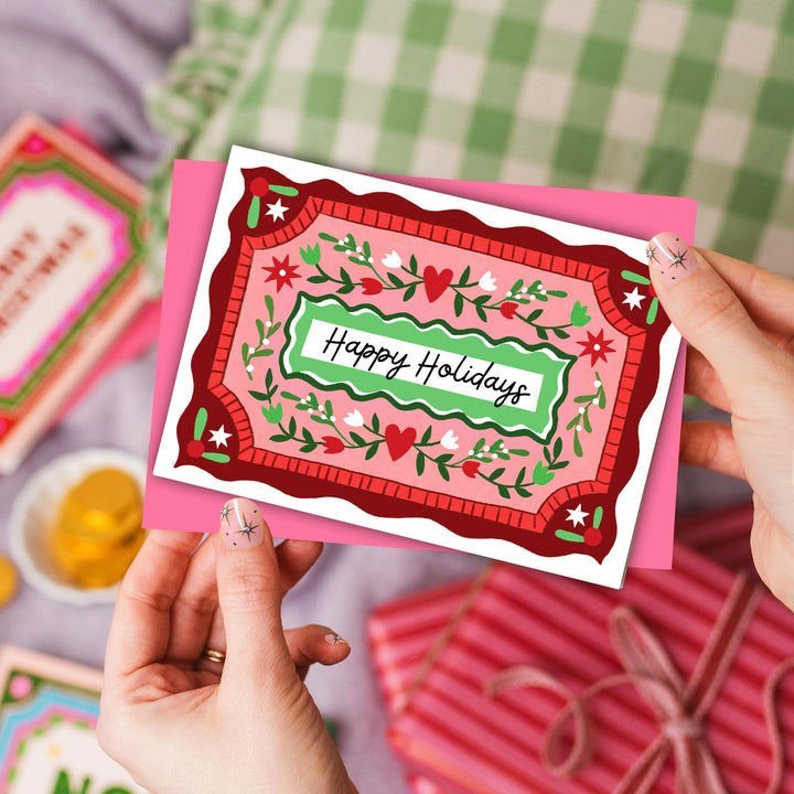 Christmas Card with Vintage Heart Illustration | Wholesale