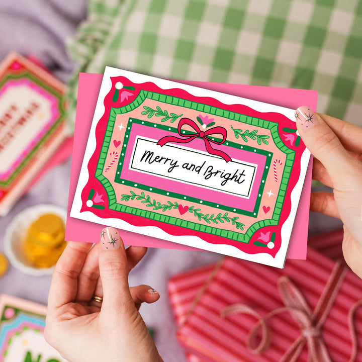 Christmas Card with Vintage Illustration Bow | Wholesale