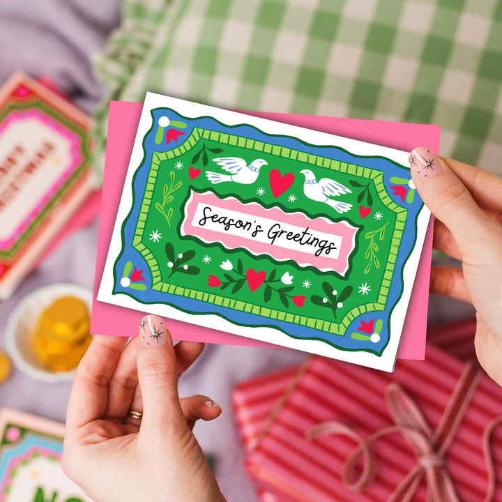 Christmas Card with Vintage Dove Illustration | Wholesale