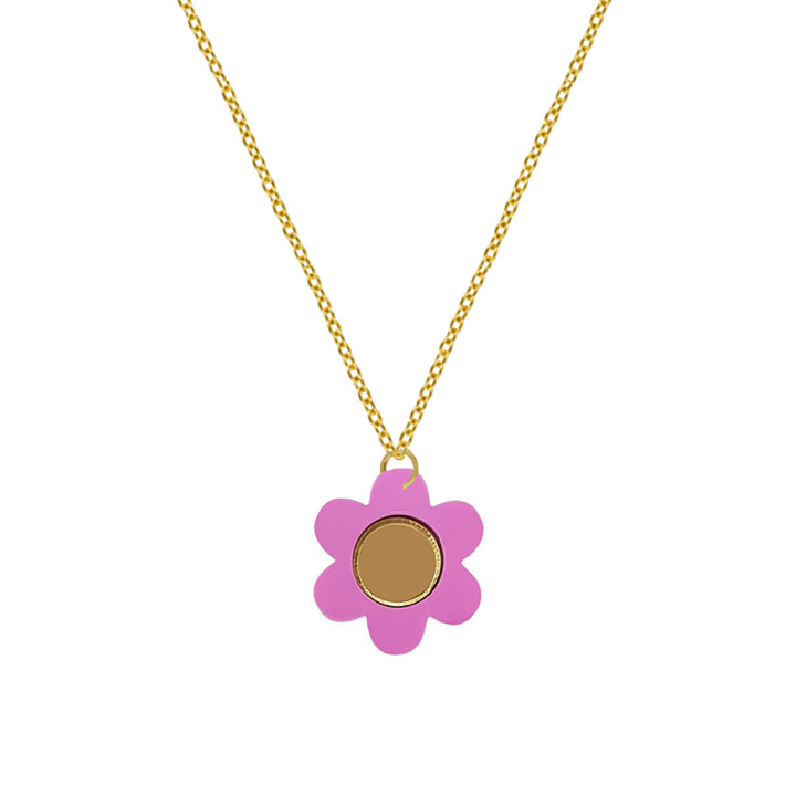 Daisy Flower Necklace in Purple