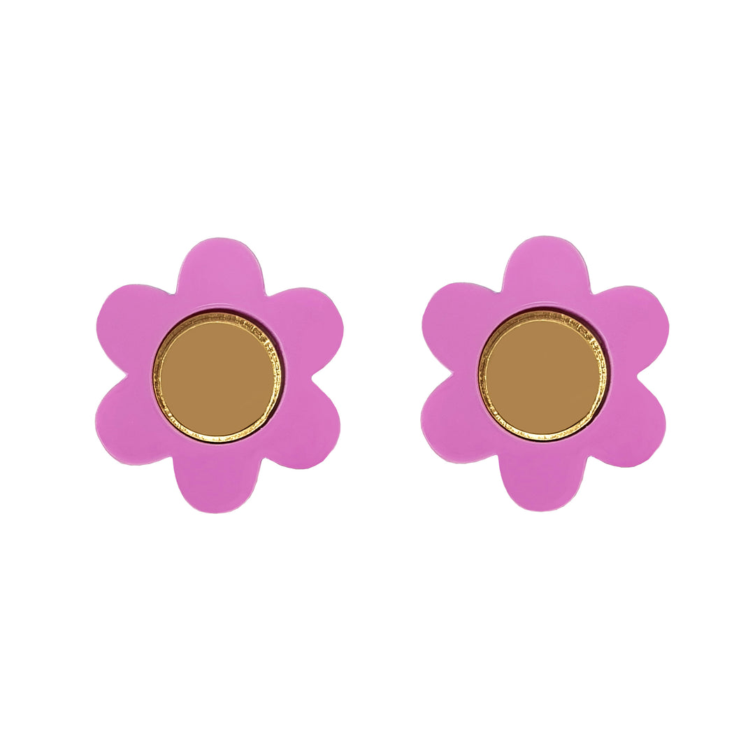 Daisy Stud Earrings Purple