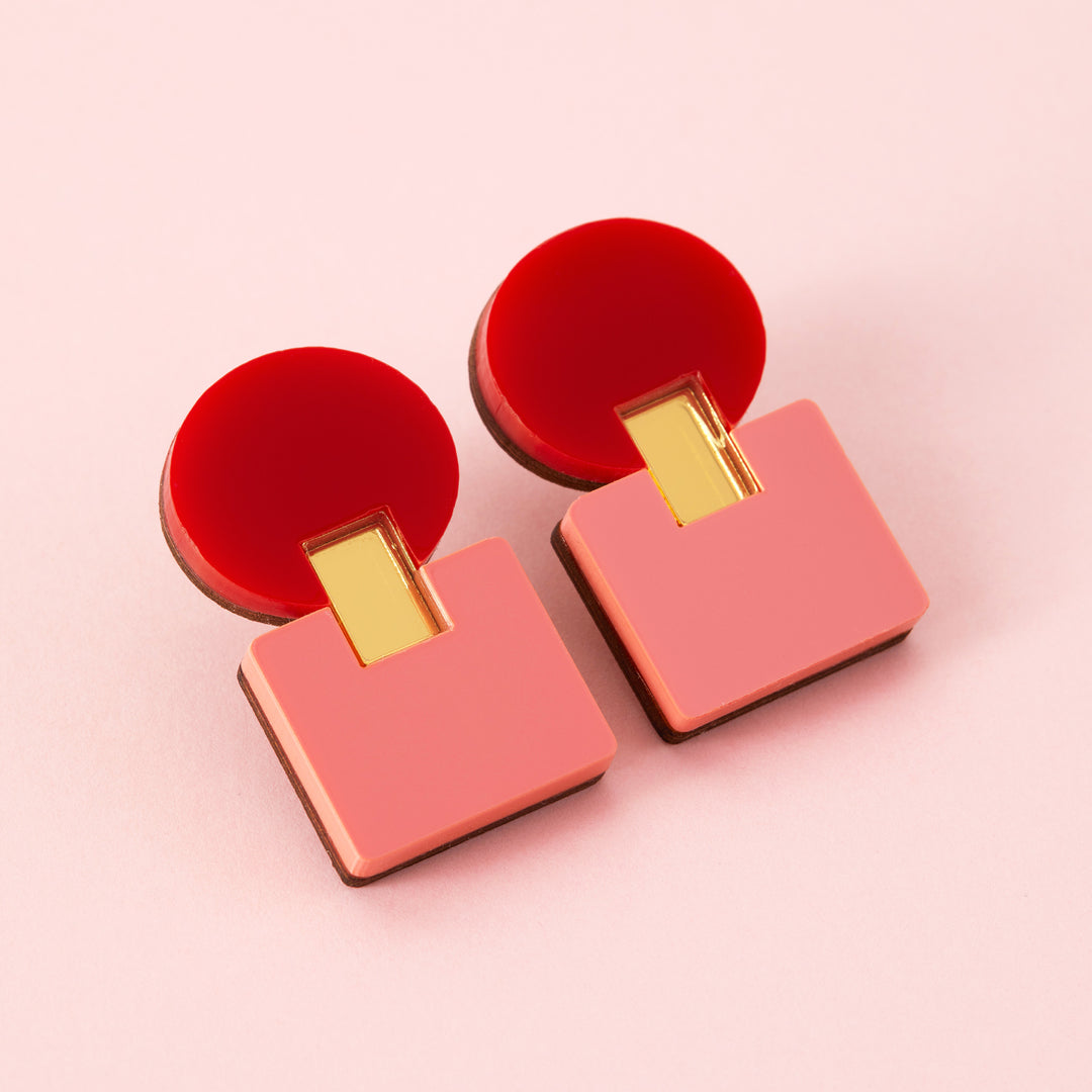 Donna Earrings - Red Pink