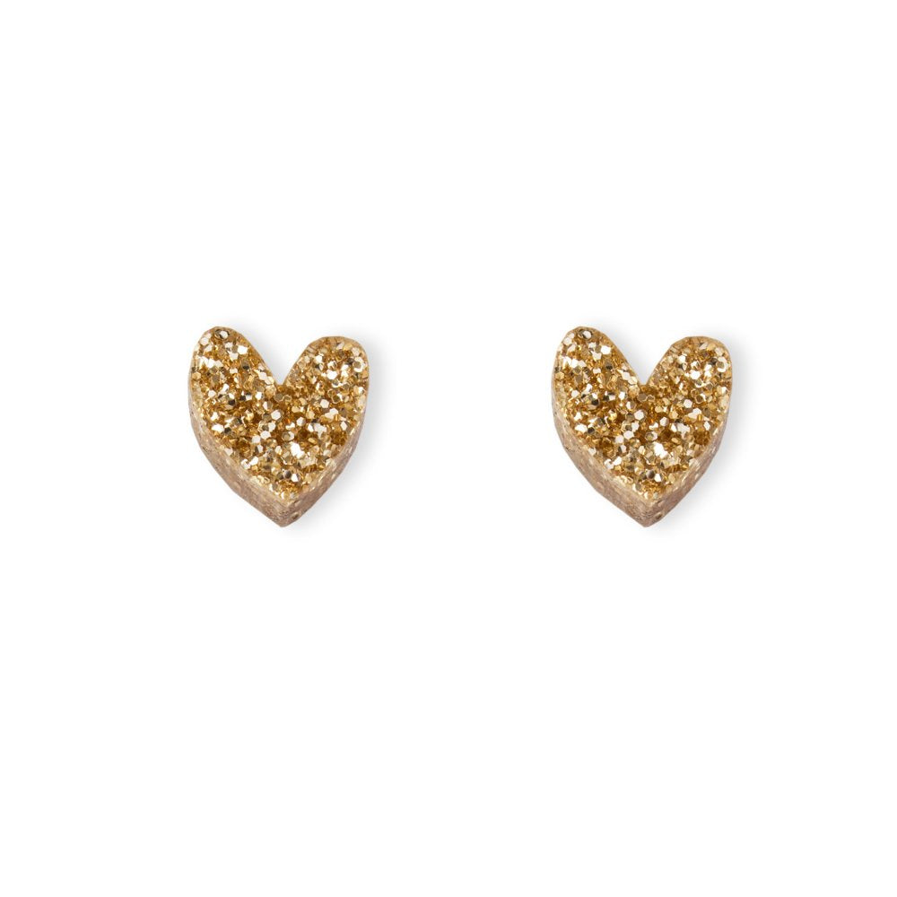 Gold Glitter Hearts Earrings