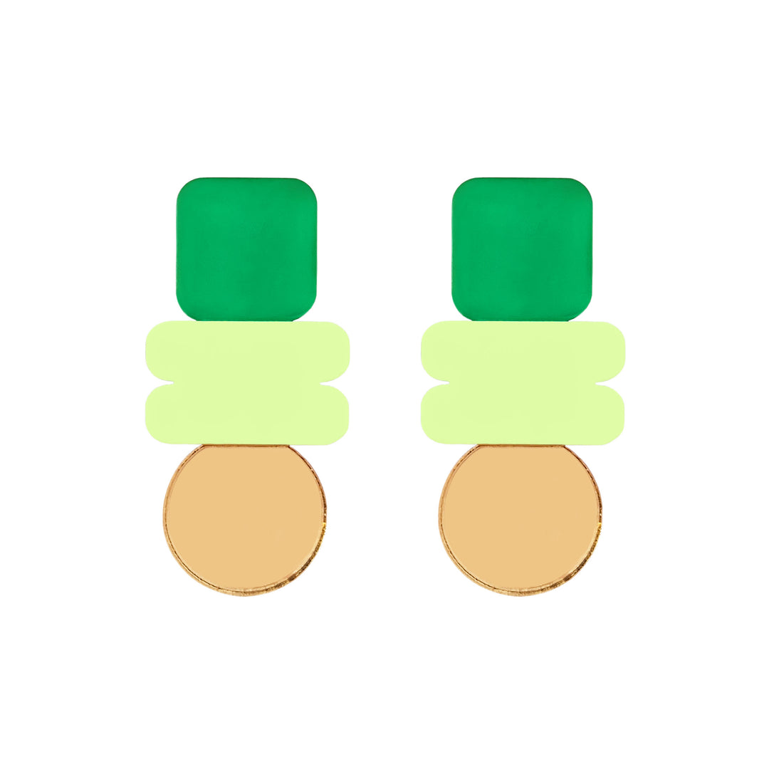 Lola Earrings - Green and Gold