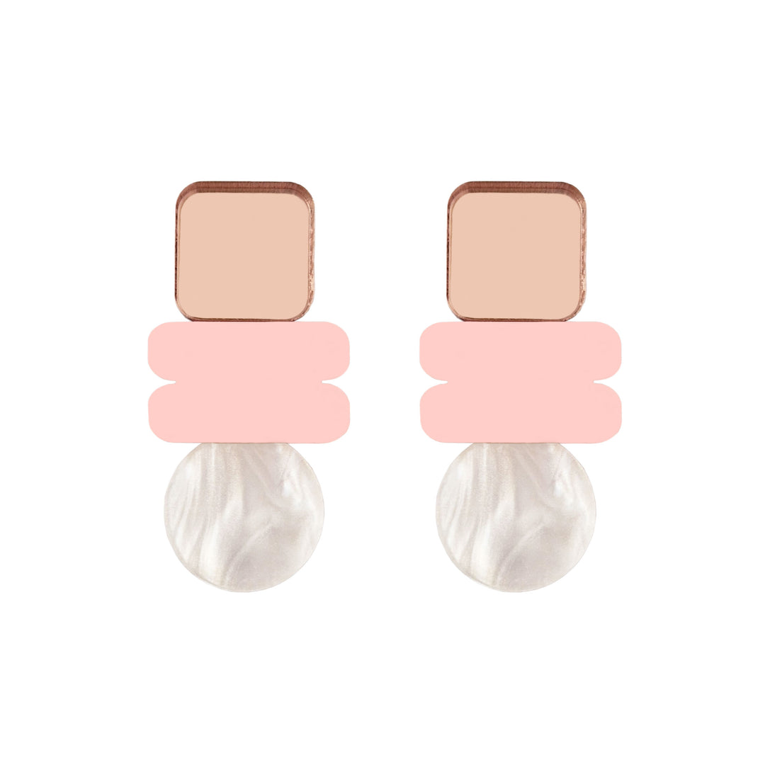 Lola Earrings - Rose Gold White Pink