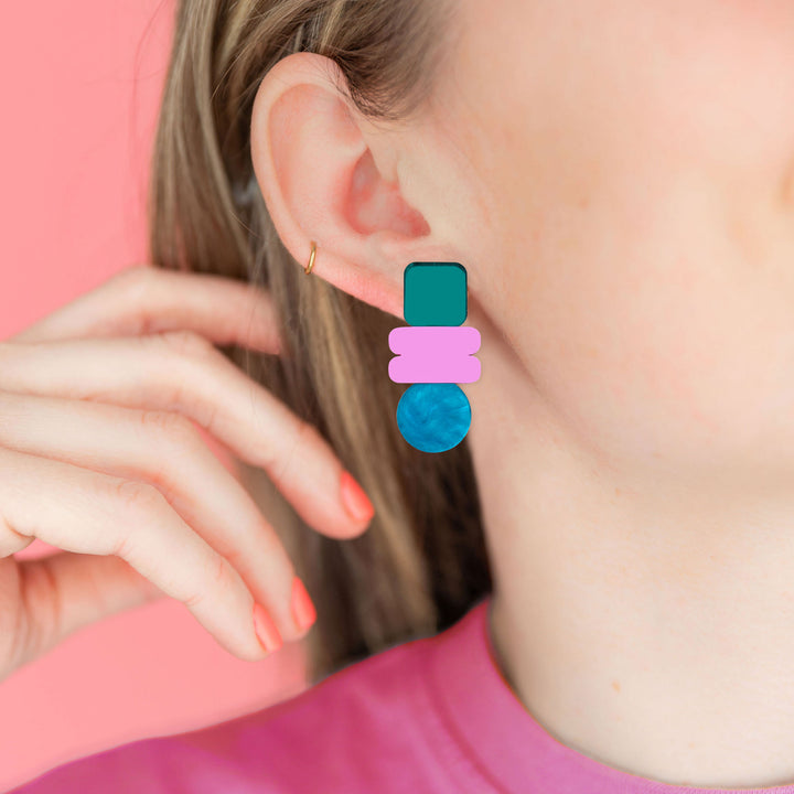 Lola Earrings - Teal Purple Blue