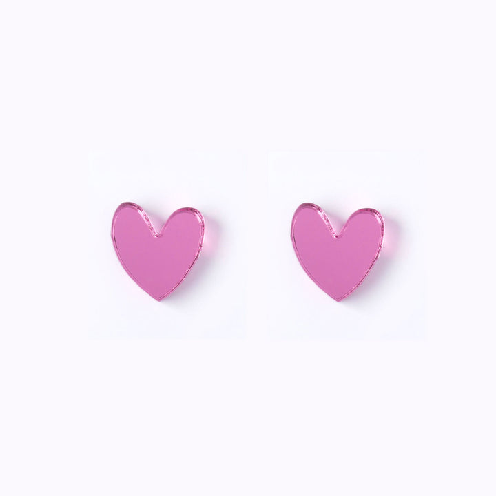 Pink Mirror Heart Earrings