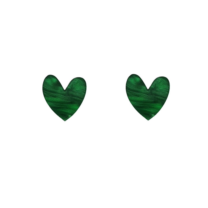Green Pearl Hearts Earrings