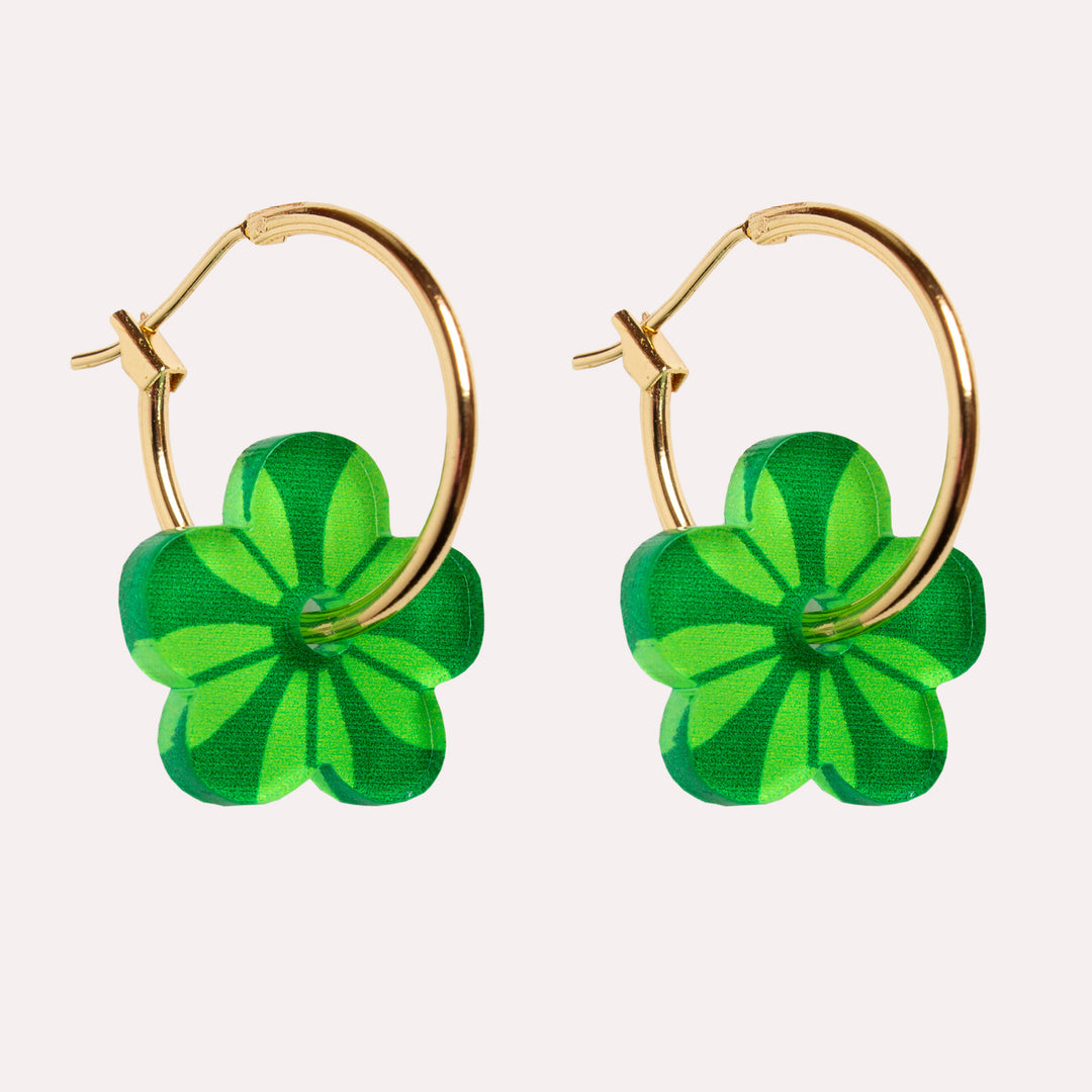 Mini Flower Charm Hoop Earrings