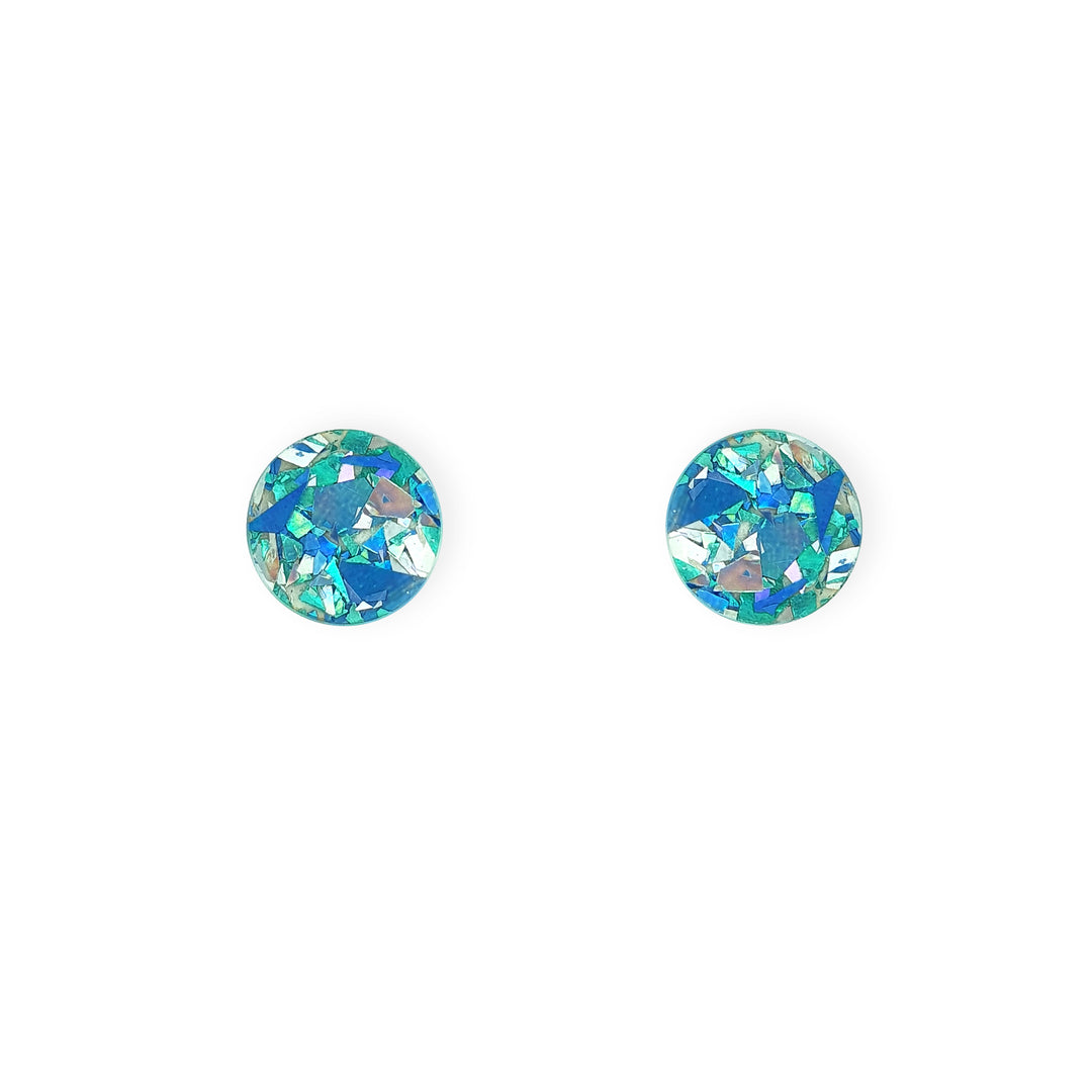 Mini Stud Earrings in Ice Blue Sparkle