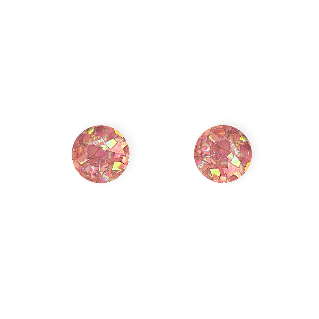 Mini Stud Earrings in Light Pink Sparkle