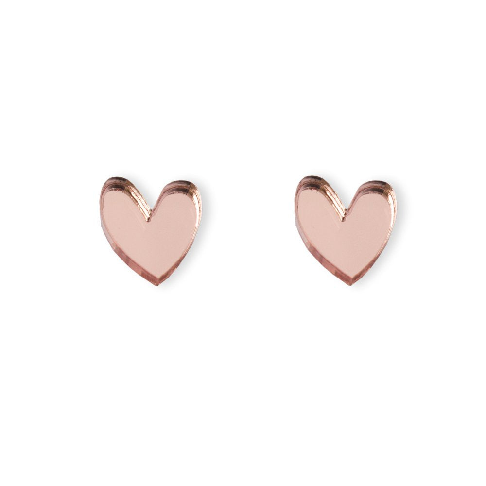 Rose Gold Mirror Hearts Earrings