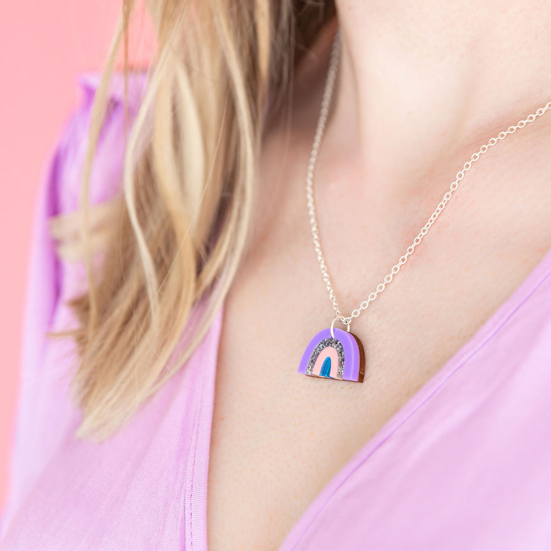Rainbow Necklace in Lilac