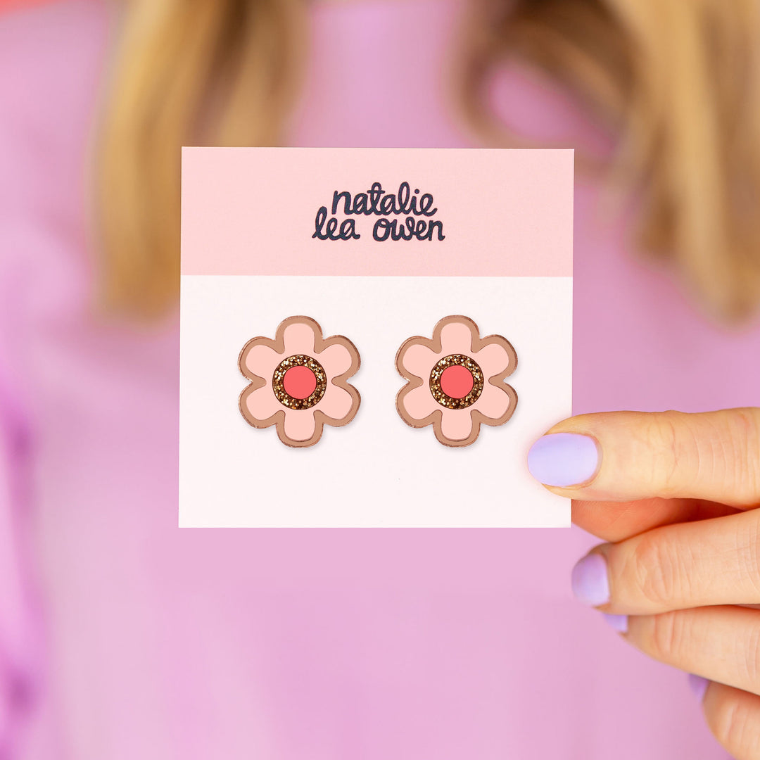 Flower Stud Earrings - Rose Gold