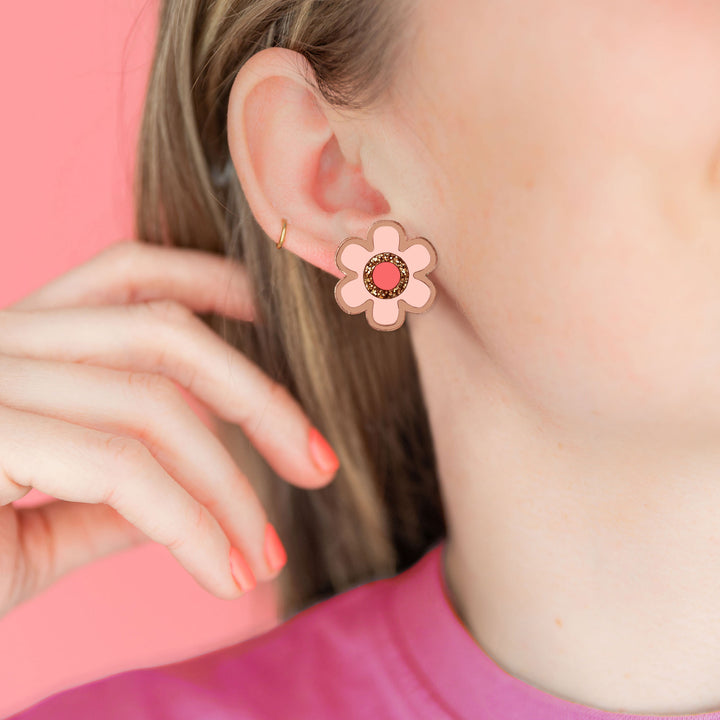 Flower Stud Earrings - Rose Gold