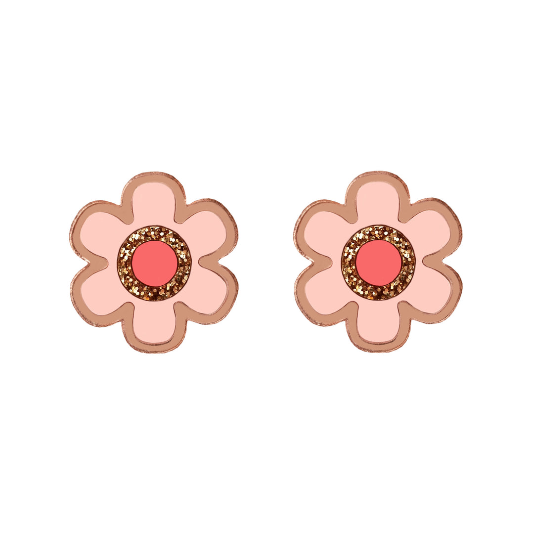 Flower Stud Earrings - Rose Gold