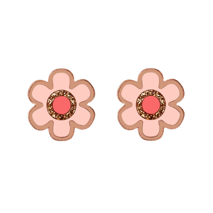 Flower Stud Earrings - Rose Gold