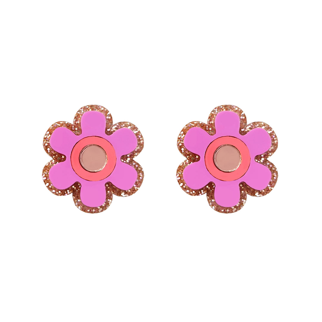 Flower Stud Earrings - Purple