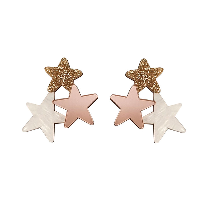 Star Earrings in Gold Glitter