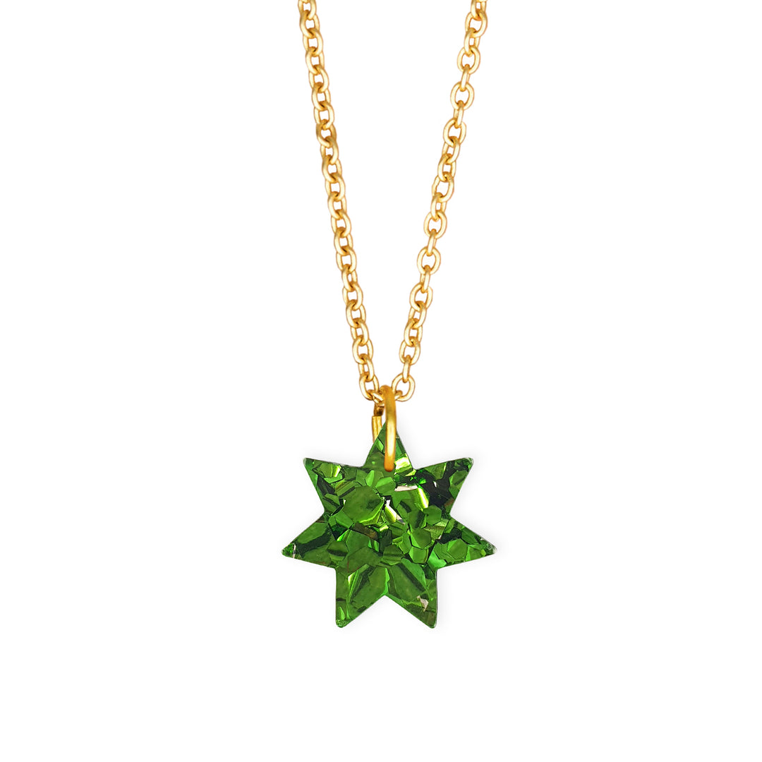 Star Necklace Green Sparkle
