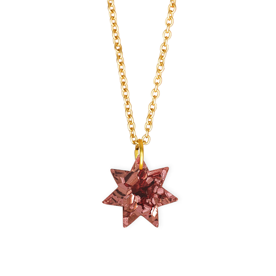 Star Necklace Rose Gold Sparkle