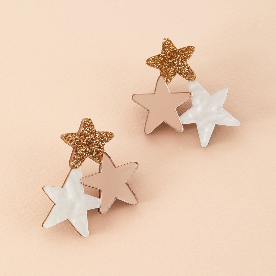 Star Earrings in Gold Glitter