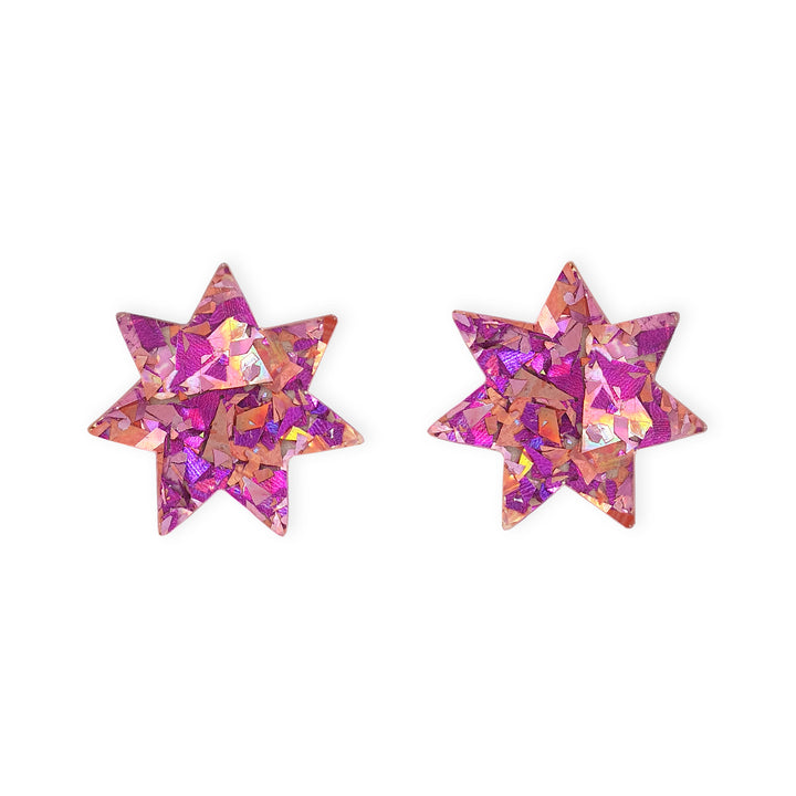Star Stud Earrings Purple Sparkle