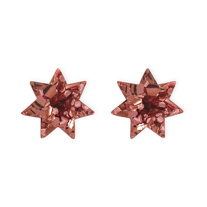 Star Stud Earrings Rose Gold Sparkle
