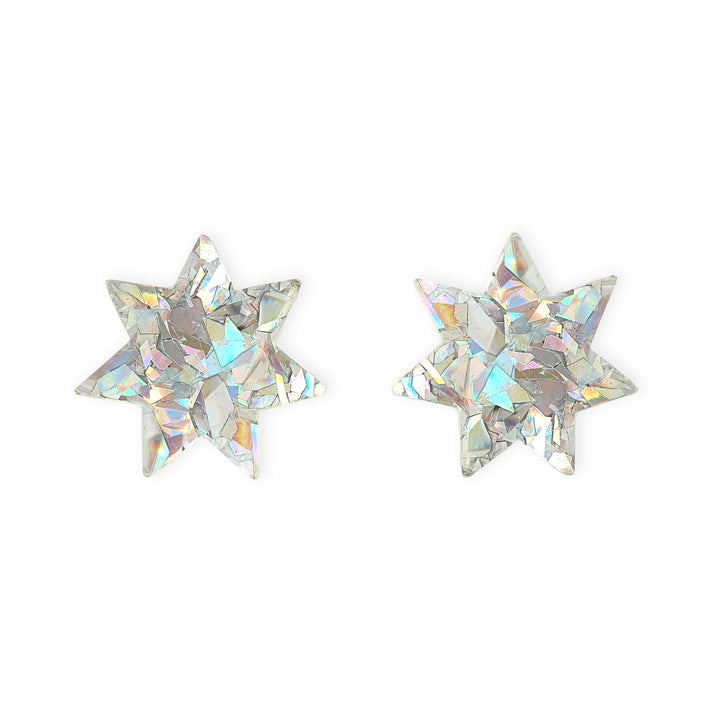 Star Stud Earrings Silver Sparkle