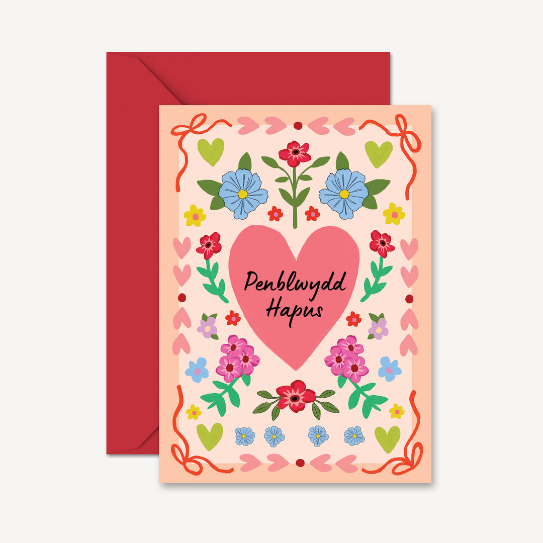 Penblwydd Hapus Welsh Floral Illustrated Card